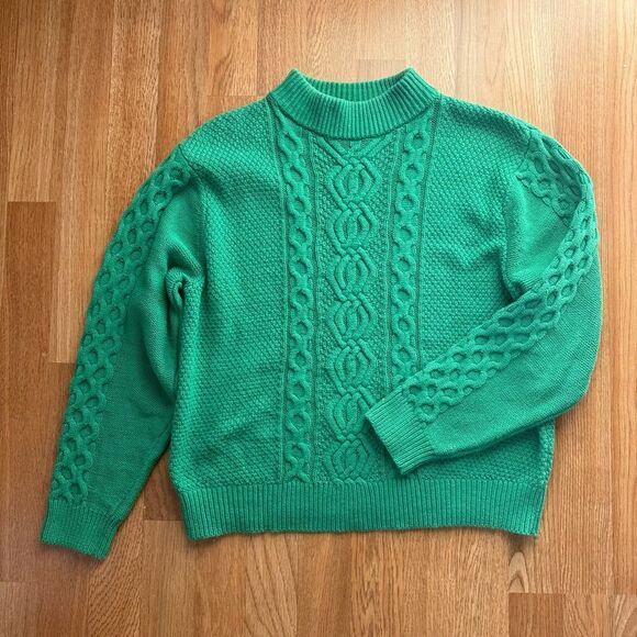URBAN OUTFITTERS UO Austin Mock-Neck Cable Knit Sweater Green Size XS - Picture 5 of 8